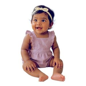 Cat & Jack Baby Girl Ruffle Suspender Romper Purple Size 12M